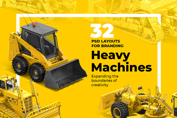 Download 16 Psd Heavy Machines Mockup 360 05 Creative Illustrator Templates Creative Market