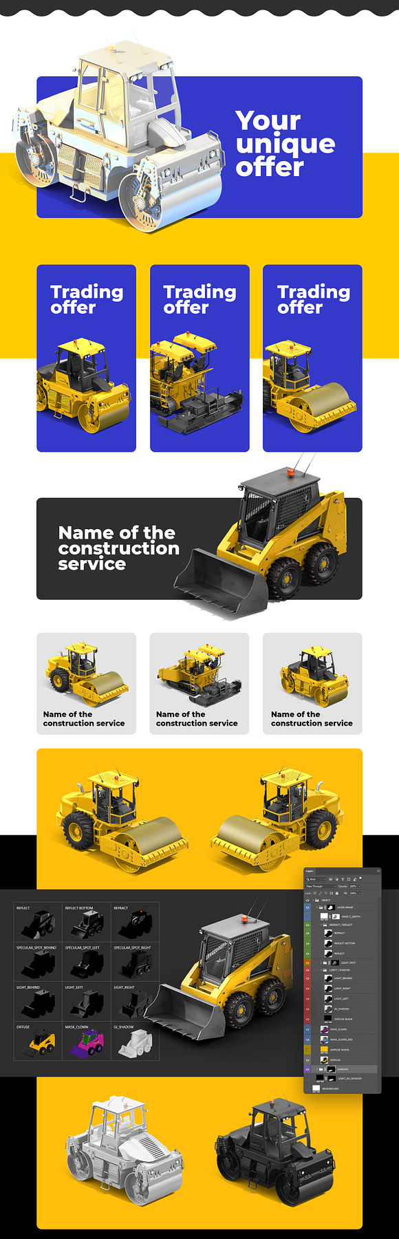 Download 16 Psd Heavy Machines Mockup 360 05 Creative Illustrator Templates Creative Market