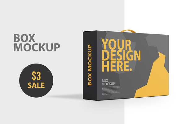 Download Cardboard Box With Handle Psd Mockup Creative Photoshop Templates Creative Market