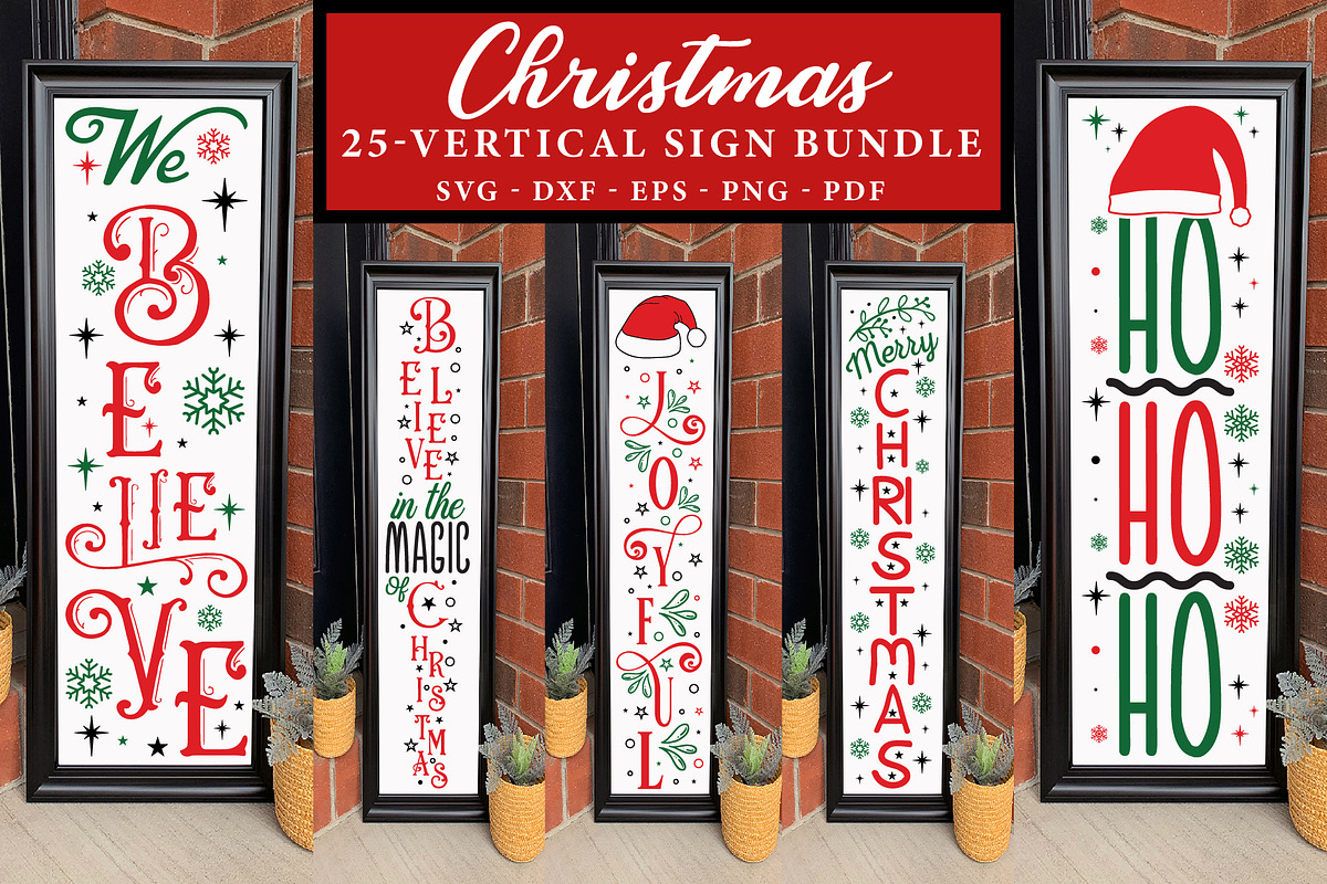 Christmas Vertical Sign Bundle | Pre-Designed Illustrator Graphics ...