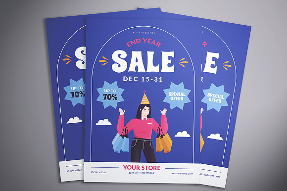 End Year Sale Flyer Creative Illustrator Templates Creative Market