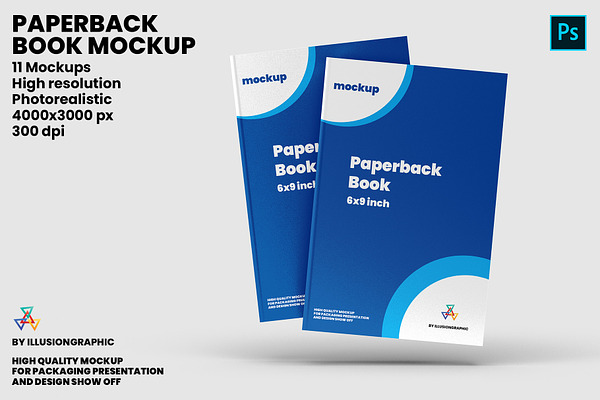 Download Paperback Book Mockup - 6x9 inch | Creative Photoshop ...