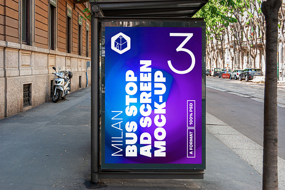 Download Milan Busstop Ad Screen Mockups 8 V6 Creative Photoshop Templates Creative Market