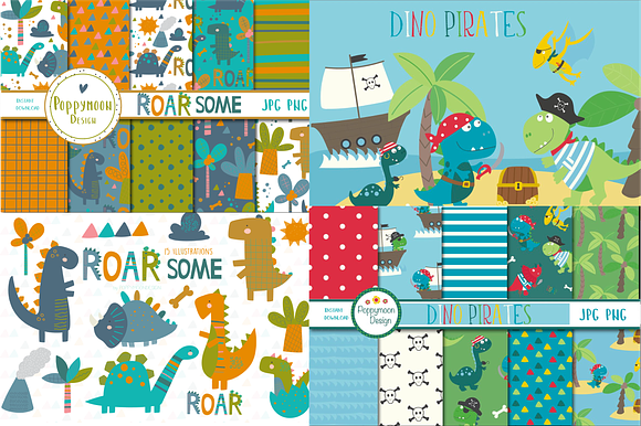 Roarsome clipart set By Poppymoon Design