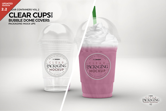 Download Clear Cups With Dome Covers Mockup