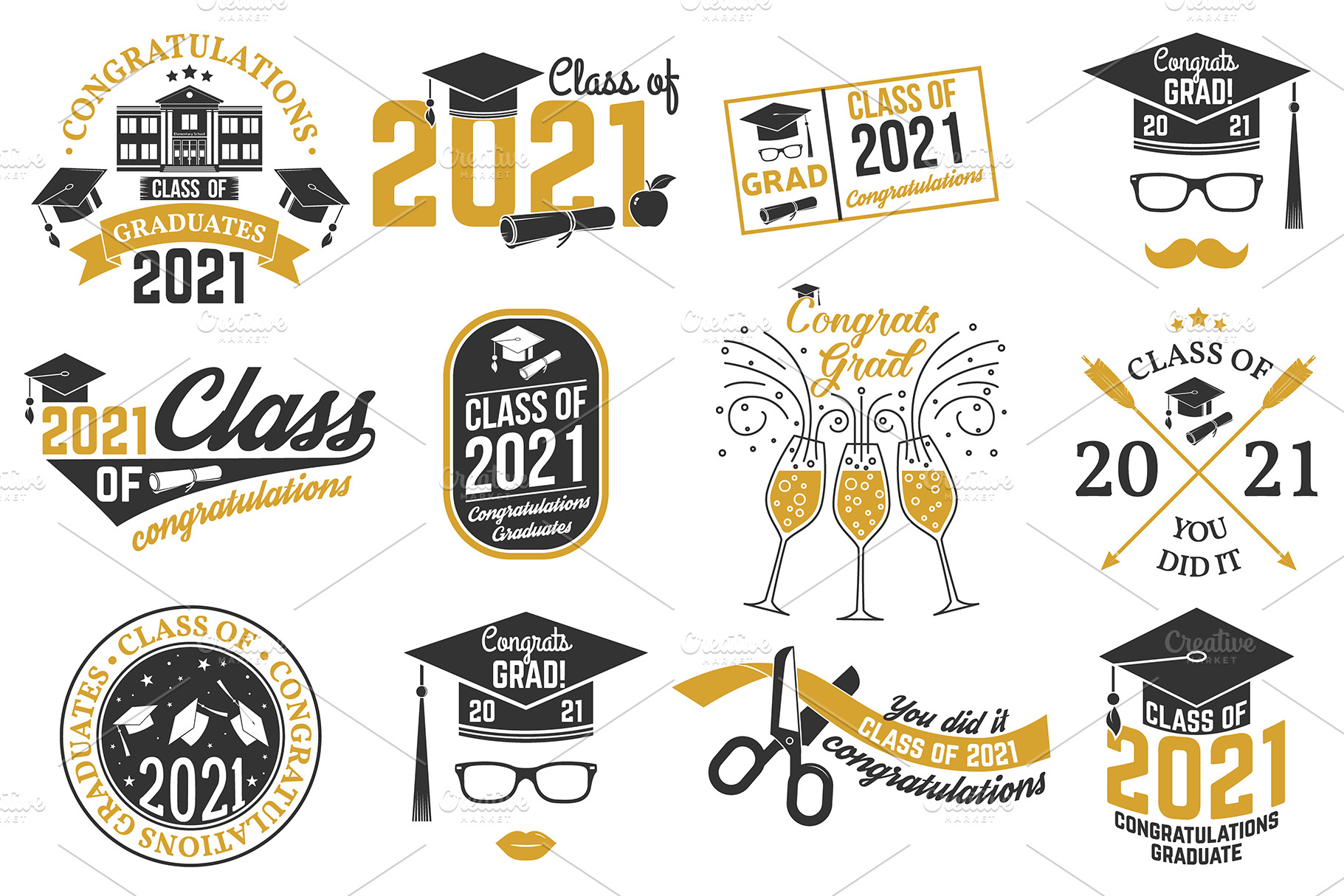 Download Vector Class of 2021-2017 badges | Creative Illustrator ...