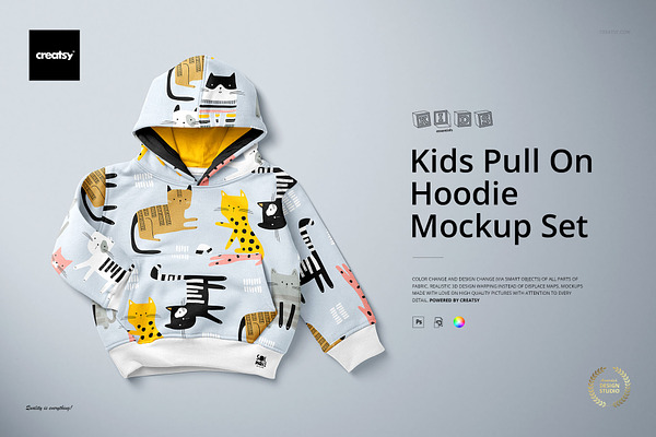 Download Kids Pull On Hoodie Mockup Set Creative Photoshop Templates Creative Market