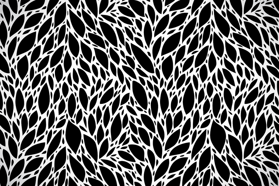 Black And White Simple Leaf Pattern Pre Designed Photoshop Graphics Creative Market