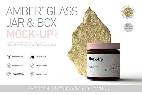 Download Amber Cosmetics Jar Box Mock Up Creative Photoshop Templates Creative Market