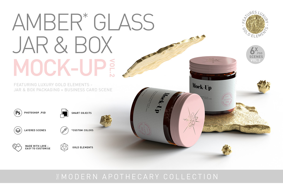 Download Amber Glass Jar & Box Mock-Up Vol.2 | Creative Photoshop ...