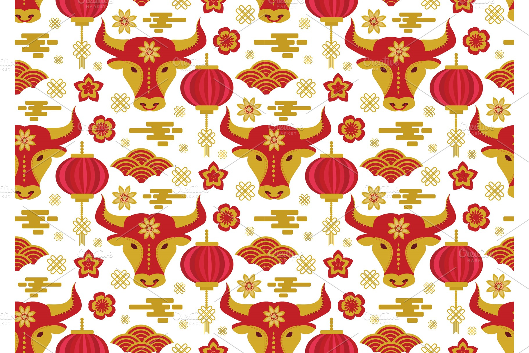 Chinese New Year seamless pattern | Vector Graphics ~ Creative Market