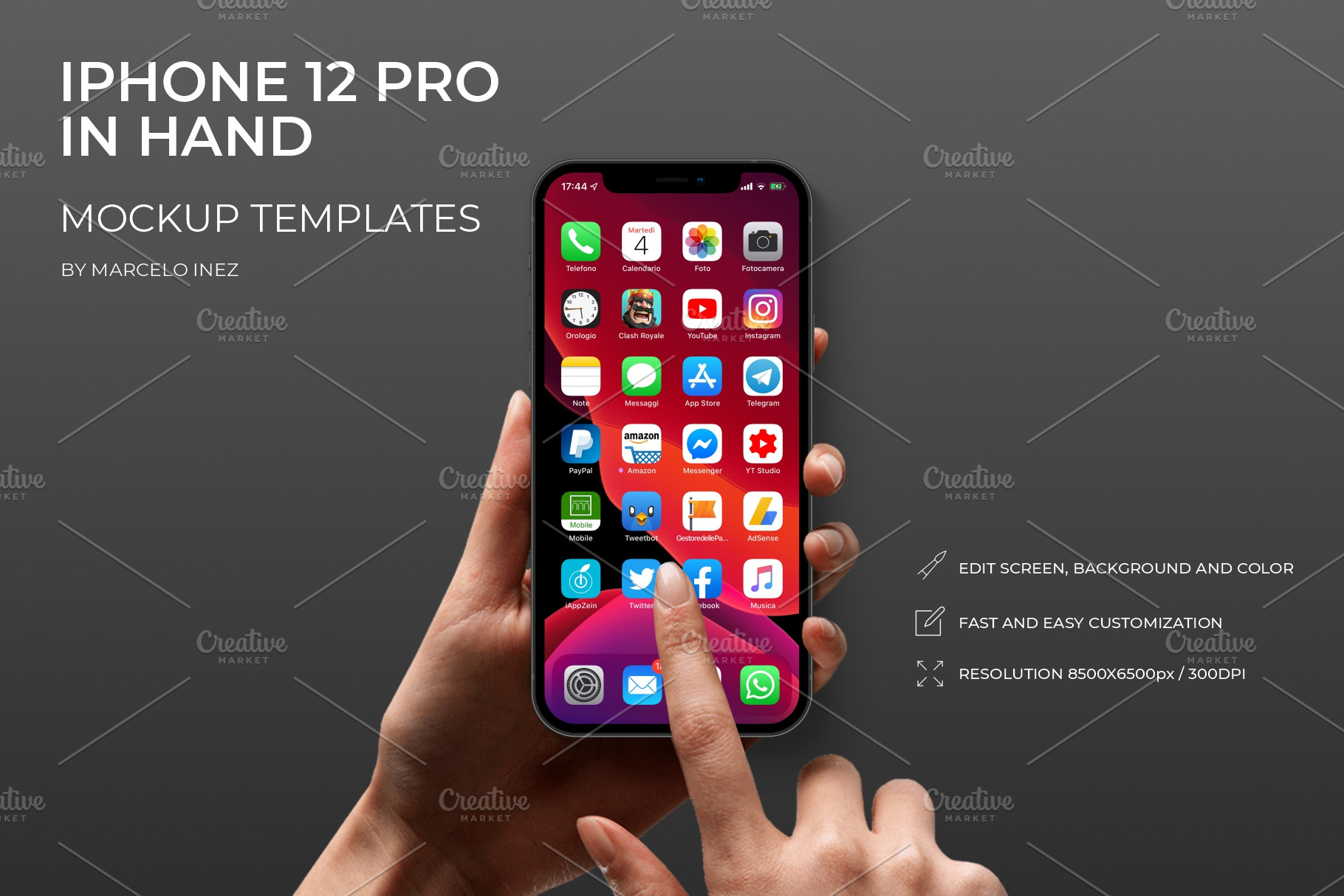 Download iPhone 12 Pro in Hand Mockup | Creative Market