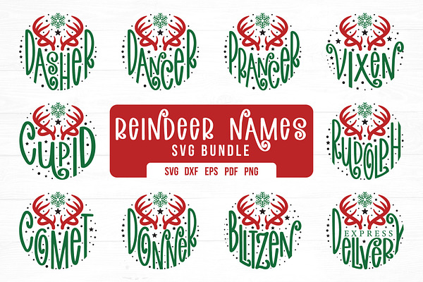 Download Reindeer Names SVG Bundle | Pre-Designed Illustrator ...