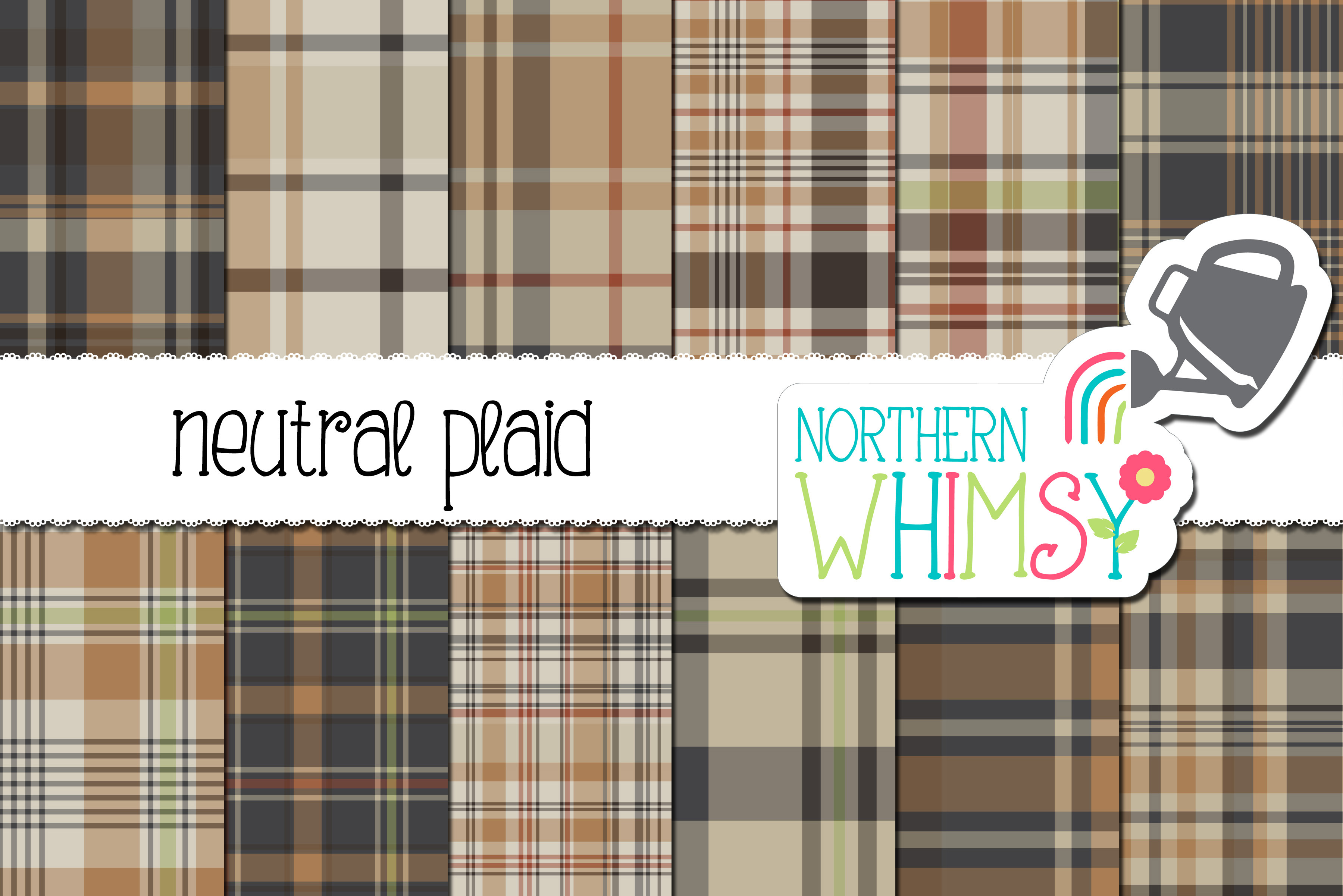 Neutral Plaid Seamless Patterns | Graphic Patterns ~ Creative Market