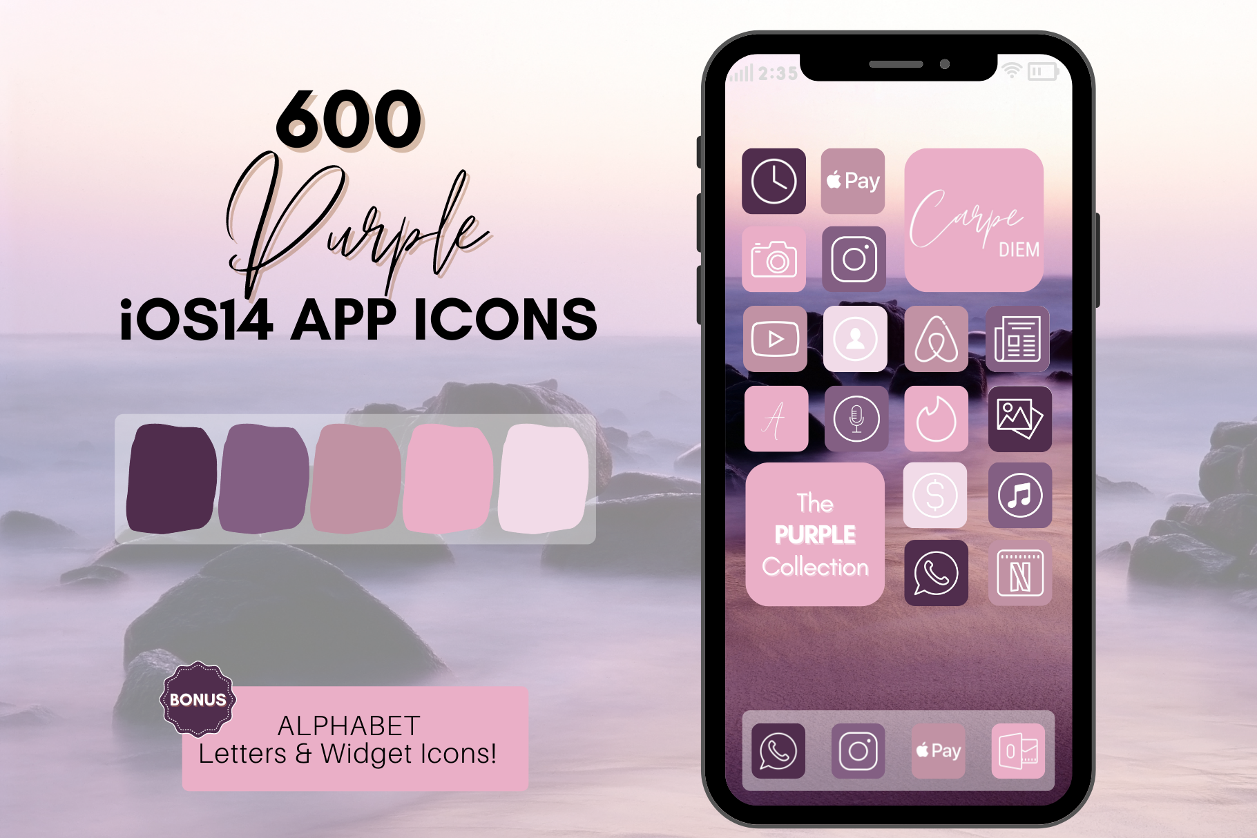 Purple Theme iOS 14 App Icon Pack Pink | Creative Market