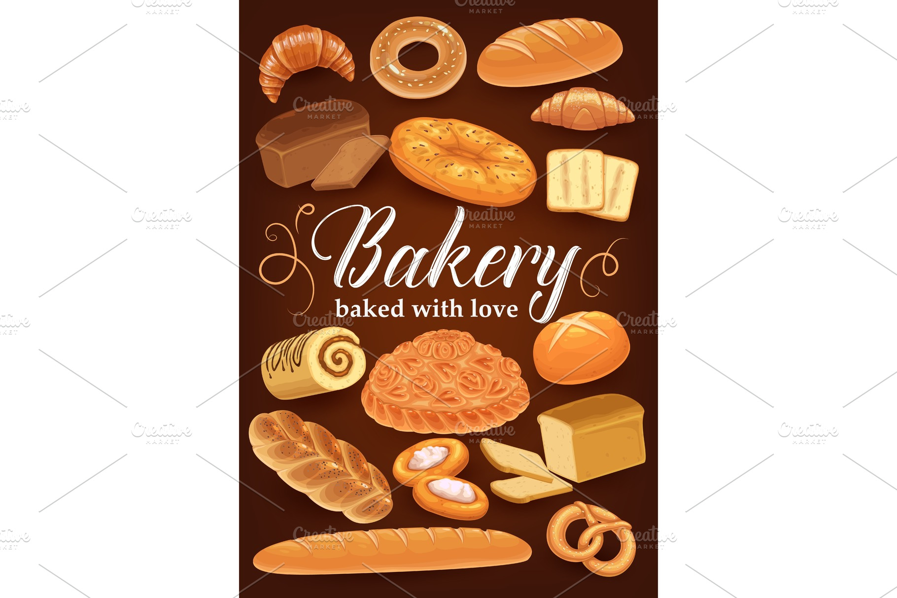 Bakery bread, pastry cakes | Food Illustrations ~ Creative Market