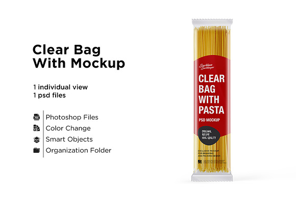 Download Clear Bag With Pasta Mockup Creative Photoshop Templates Creative Market