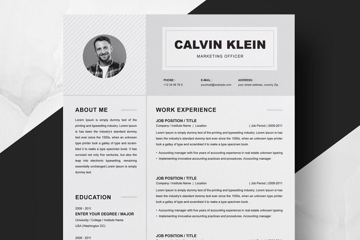 Curriculum Vitae Sample Resume | Creative Market