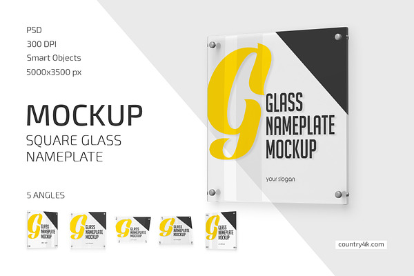 Download Rectangular Glass Nameplate Mockup Creative Photoshop Templates Creative Market