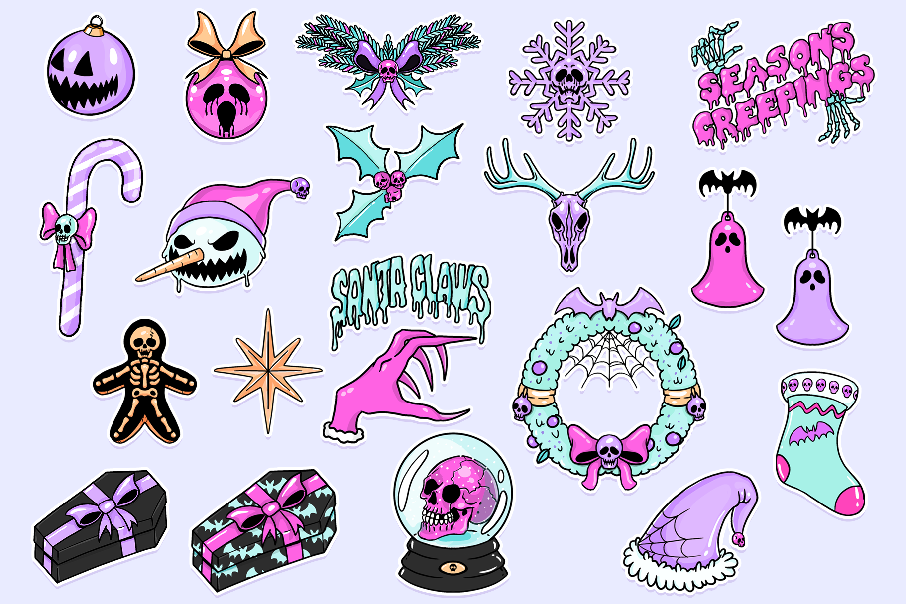 Spooky Christmas Pastel Goth Clipart | Graphics ~ Creative Market