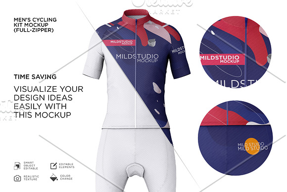 Download Men S Cyling Jersey Kit Mockup Creative Photoshop Templates Creative Market