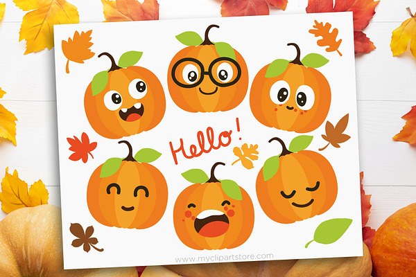 Cute Pumpkins Autumn Fall Clipart Pre Designed Photoshop Graphics Creative Market