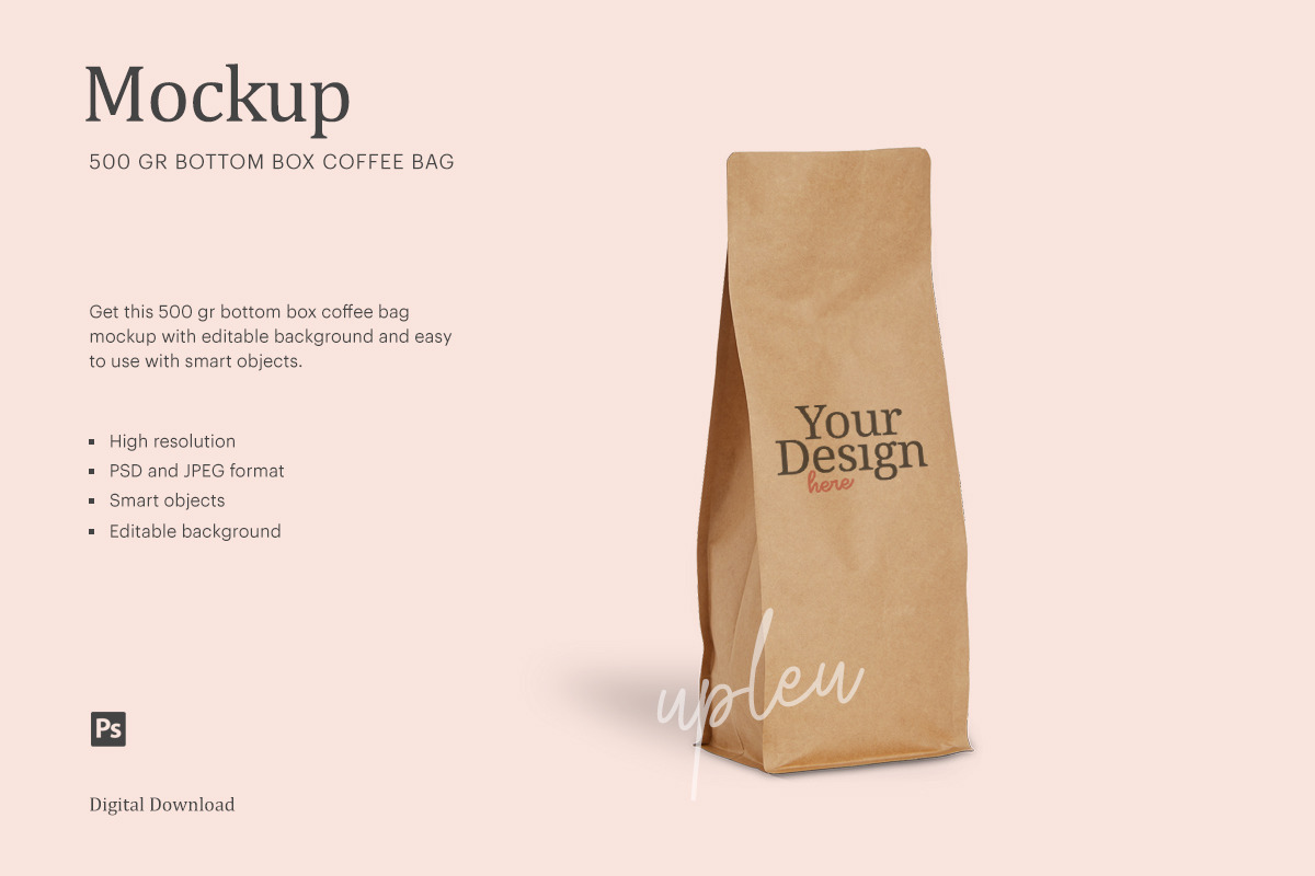 Download 500 Gr Bottom Box Coffee Bag Mock Up | Creative Photoshop ...