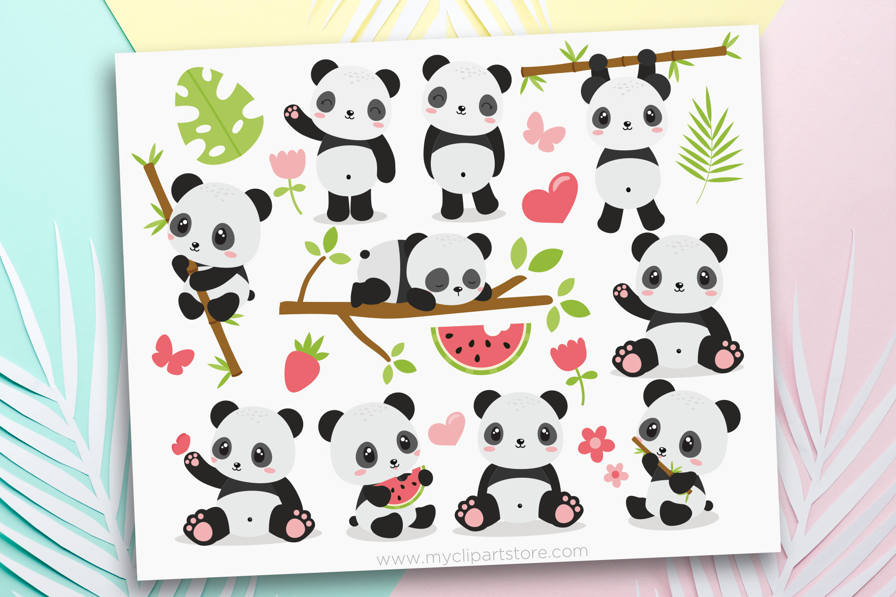 Download Cute Little Pandas Clipart Svg Pre Designed Photoshop Graphics Creative Market