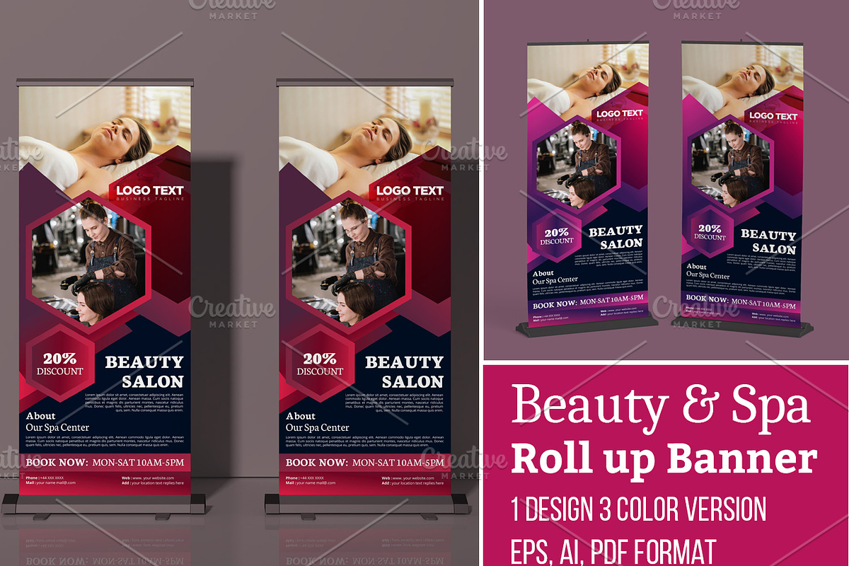 Beauty And Spa Roll Up Banner Creative Illustrator Templates ~ Creative Market