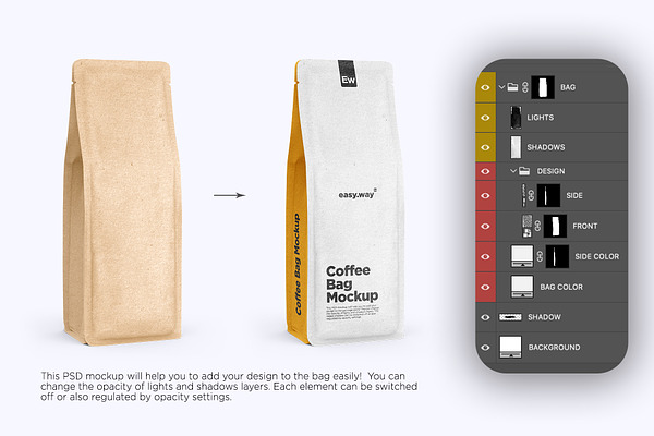 Download Kraft Paper Coffee Bag PSD Mockup | Creative Mockup ...