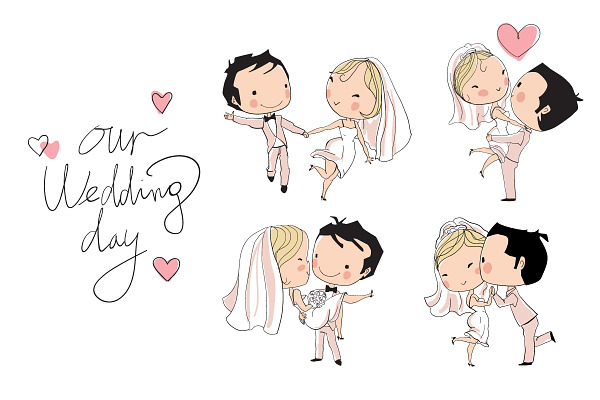 Wedding card. Bride and groom | Pre-Designed Illustrator Graphics ...