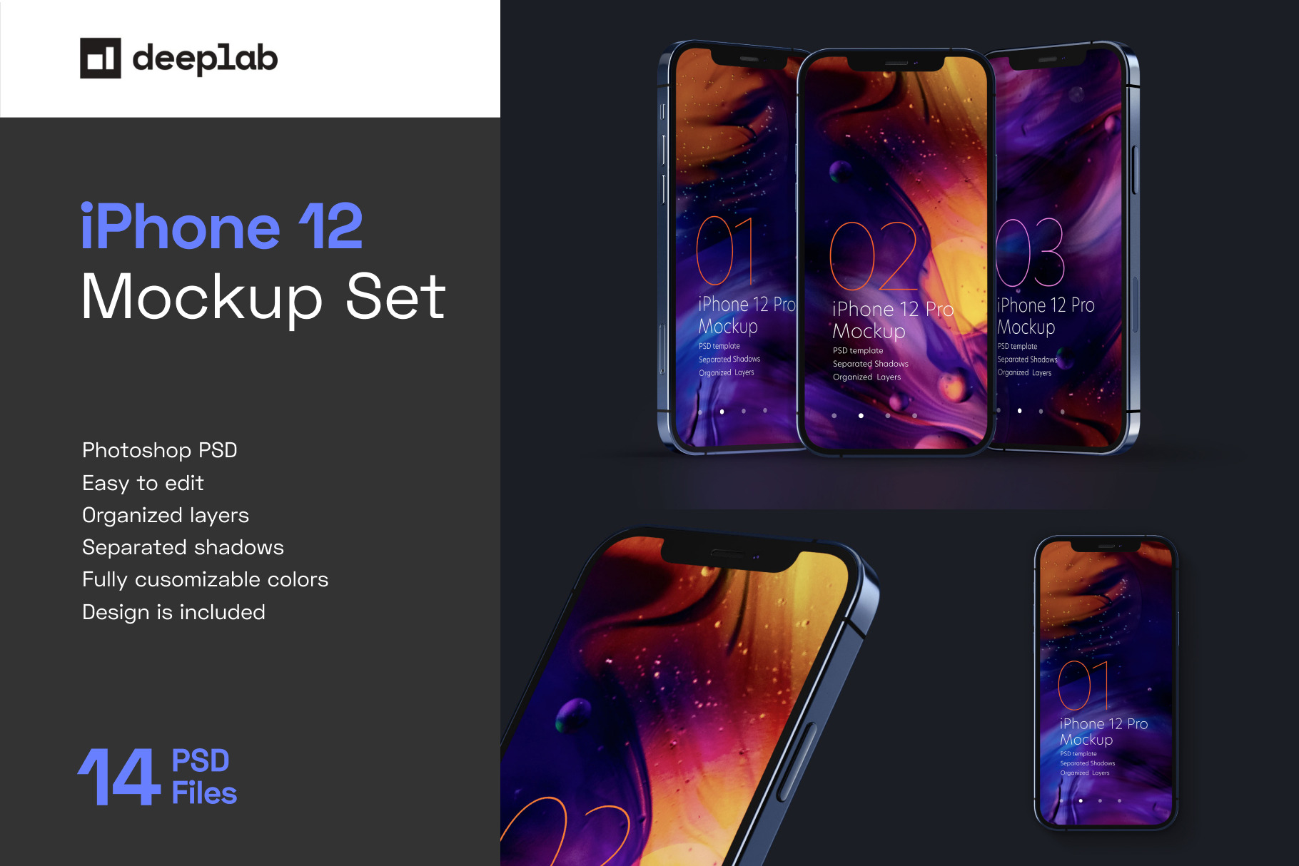 Iphone 12 Pro Mockup Set Photoshop Templates Creative Market