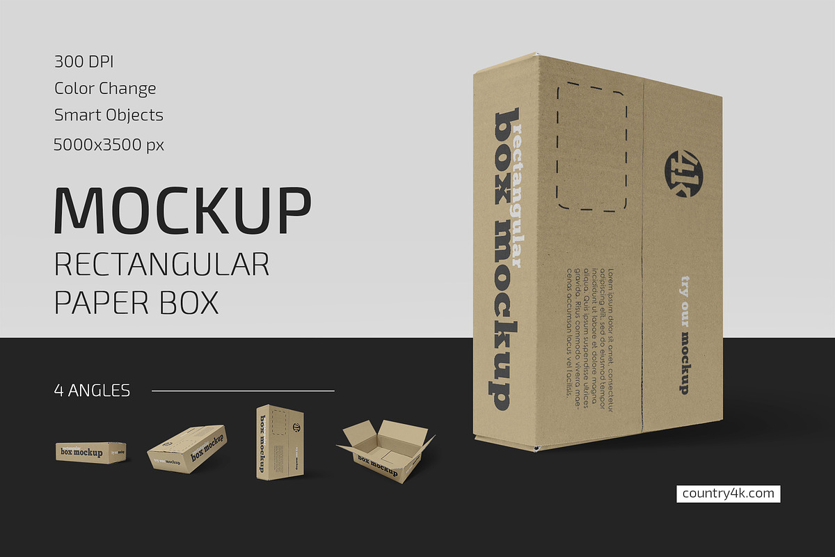 Download Rectangular Paper Box Mockup Set | Creative Photoshop Templates ~ Creative Market