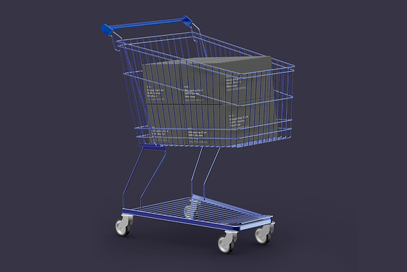 Download Craft Shopping Cart With Box Mockup Creative Photoshop Templates Creative Market