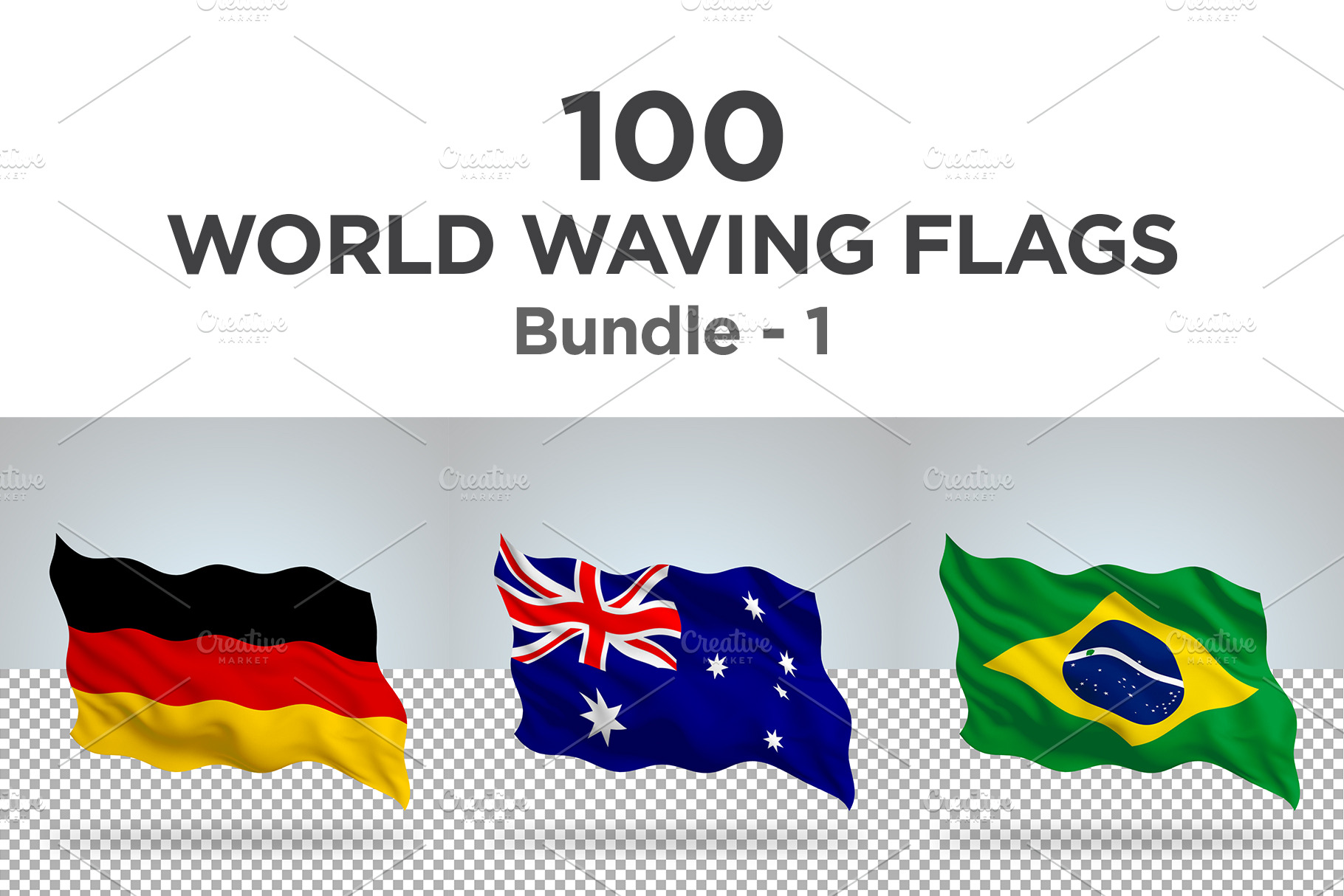 100 Countries Waving Flags 1 Graphic Objects ~ Creative Market 9955