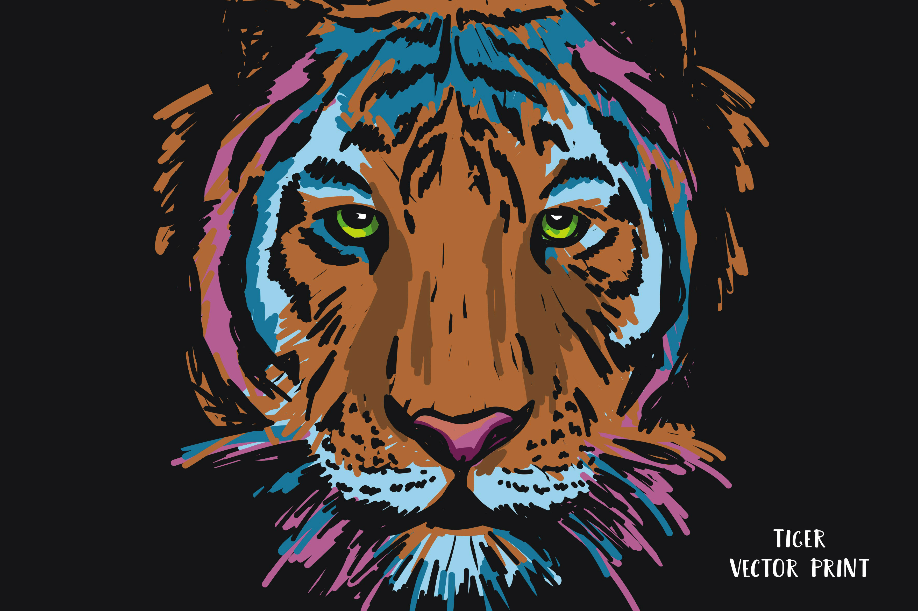 Tiger Vector Print Animal Illustrations Creative Market