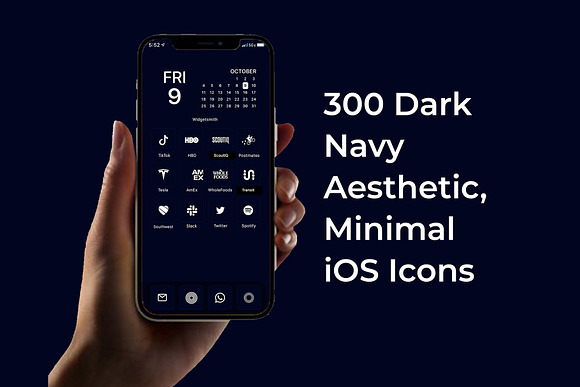 300 Dark Navy Minimal Ios Icon Pack Custom Designed Icons Creative Market