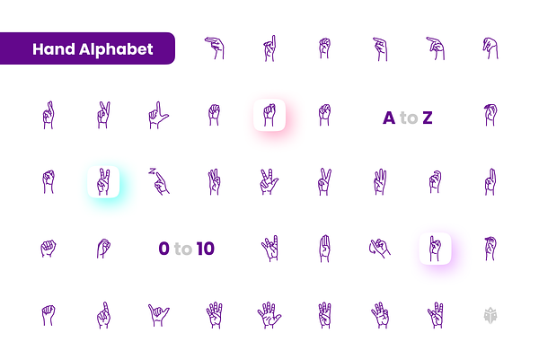 Hand Alphabet A To Z And 0 To 10 Pre Designed Photoshop Graphics Creative Market