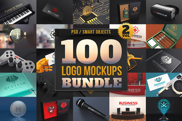 Download 100 Logo Mockups Bundle Vol 2 Creative Photoshop Templates Creative Market