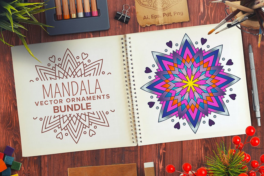 Download Mandala Vector Ornaments Bundle Pre Designed Illustrator Graphics Creative Market