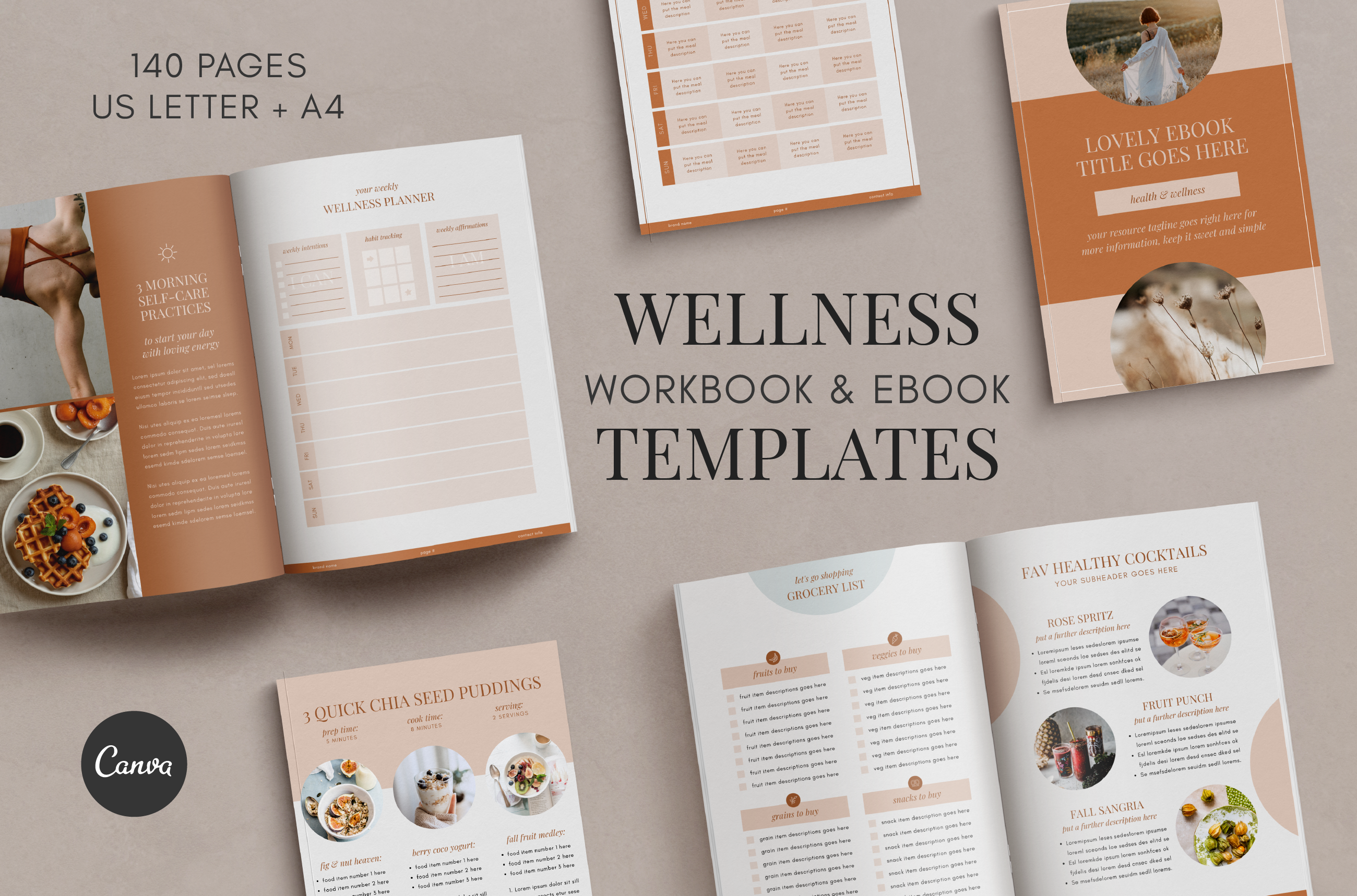 Wellness Workbook & eBook Templates | Creative Canva Templates ...