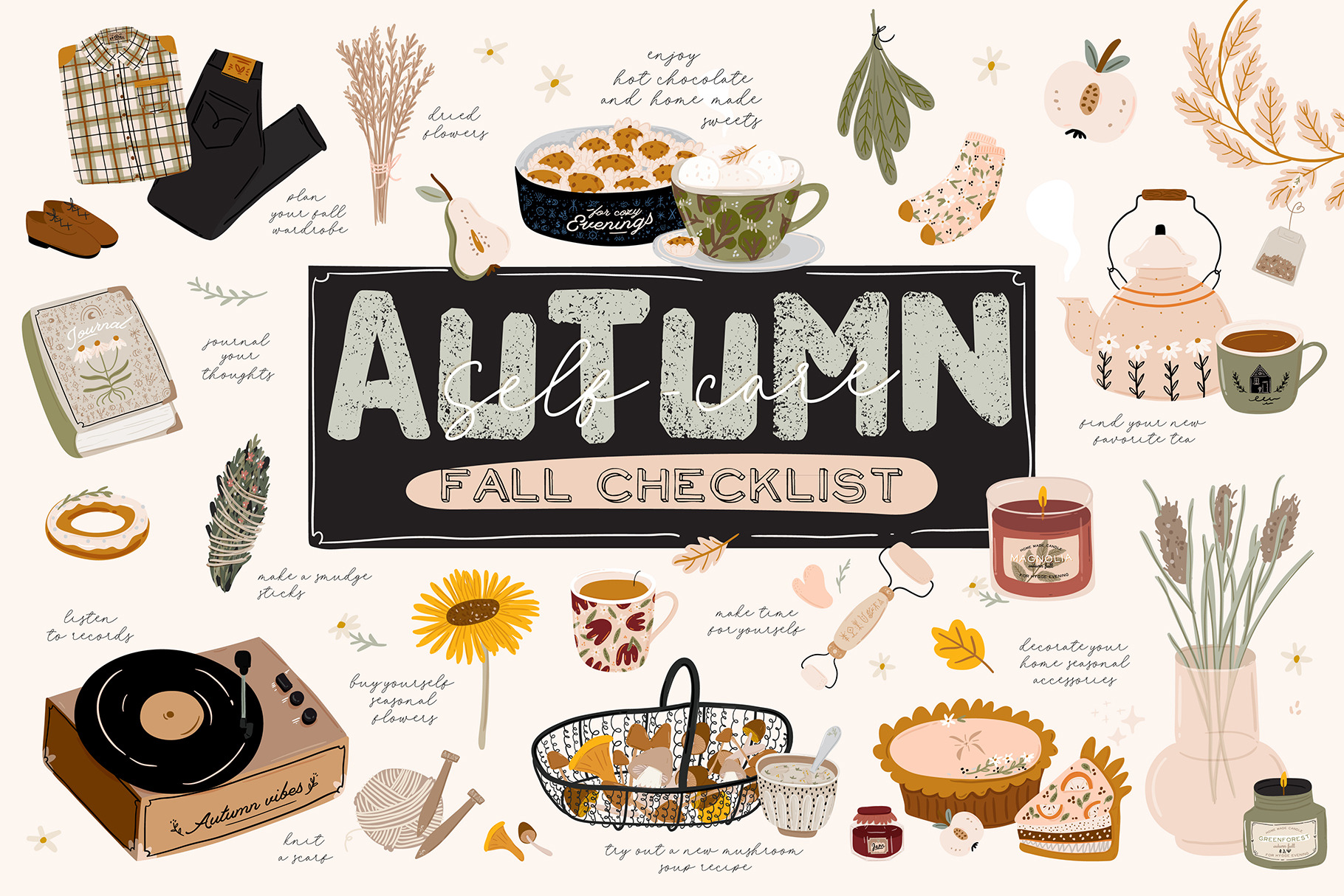 Autumn self-care checklist | Pre-Designed Photoshop Graphics ~ Creative ...