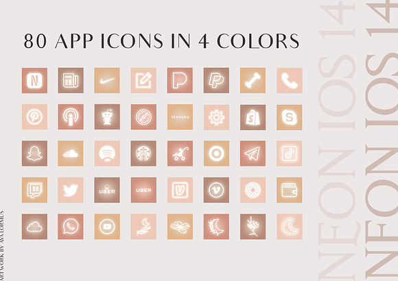 Neon Nude Ios 14 App Icons Beige Creative Market