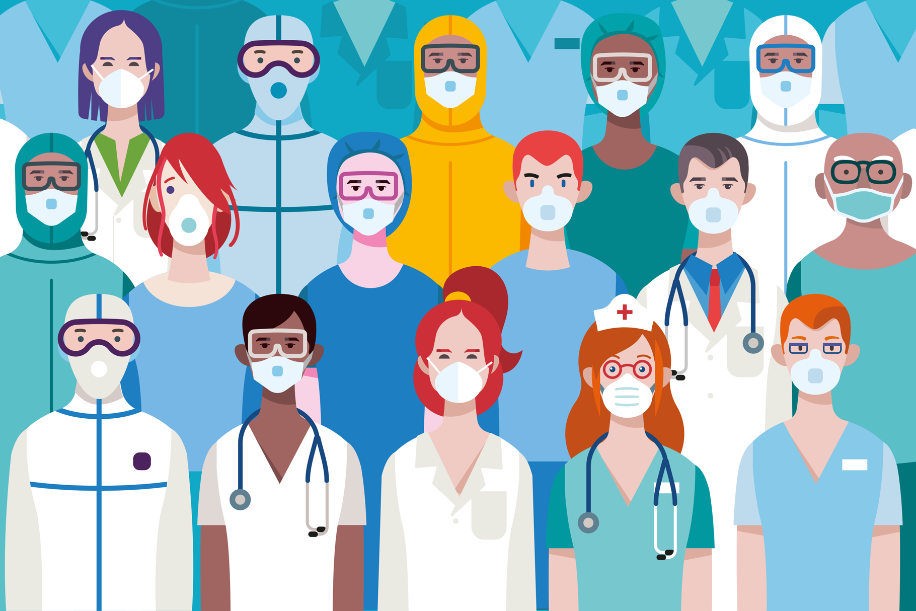 Medical staff with masks | Healthcare Illustrations ~ Creative Market