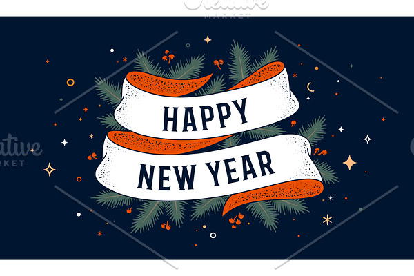 Happy New Year. Greeting card | Pre-Designed Vector Graphics ~ Creative