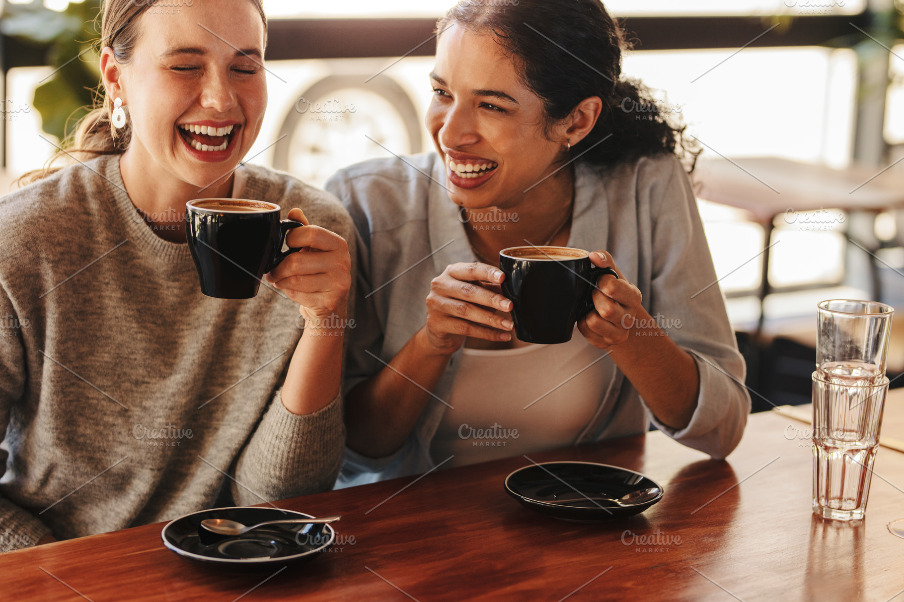 Female Friends Enjoying A Coffee People Images ~ Creative Market