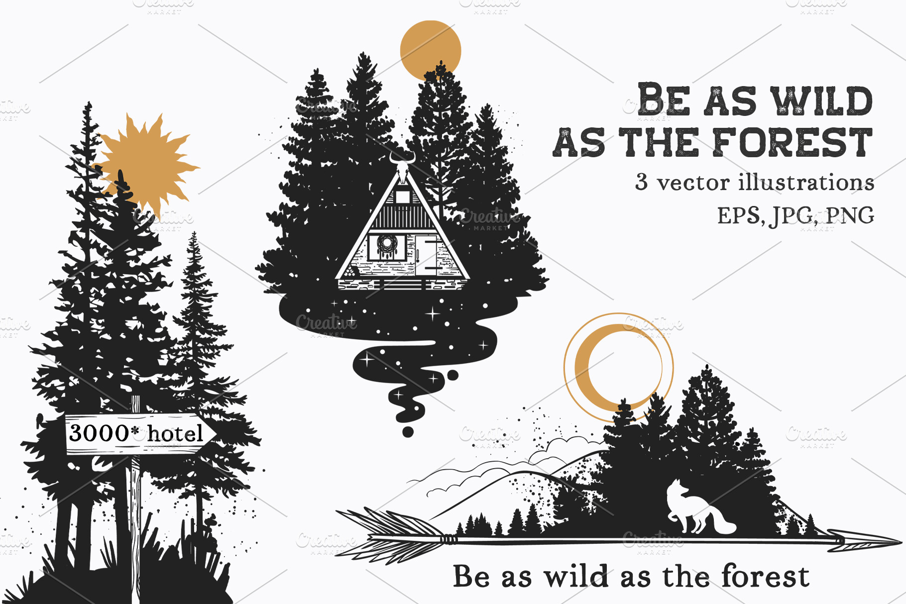 Be as wild as the forest. Vector art | Photoshop Graphics ~ Creative Market