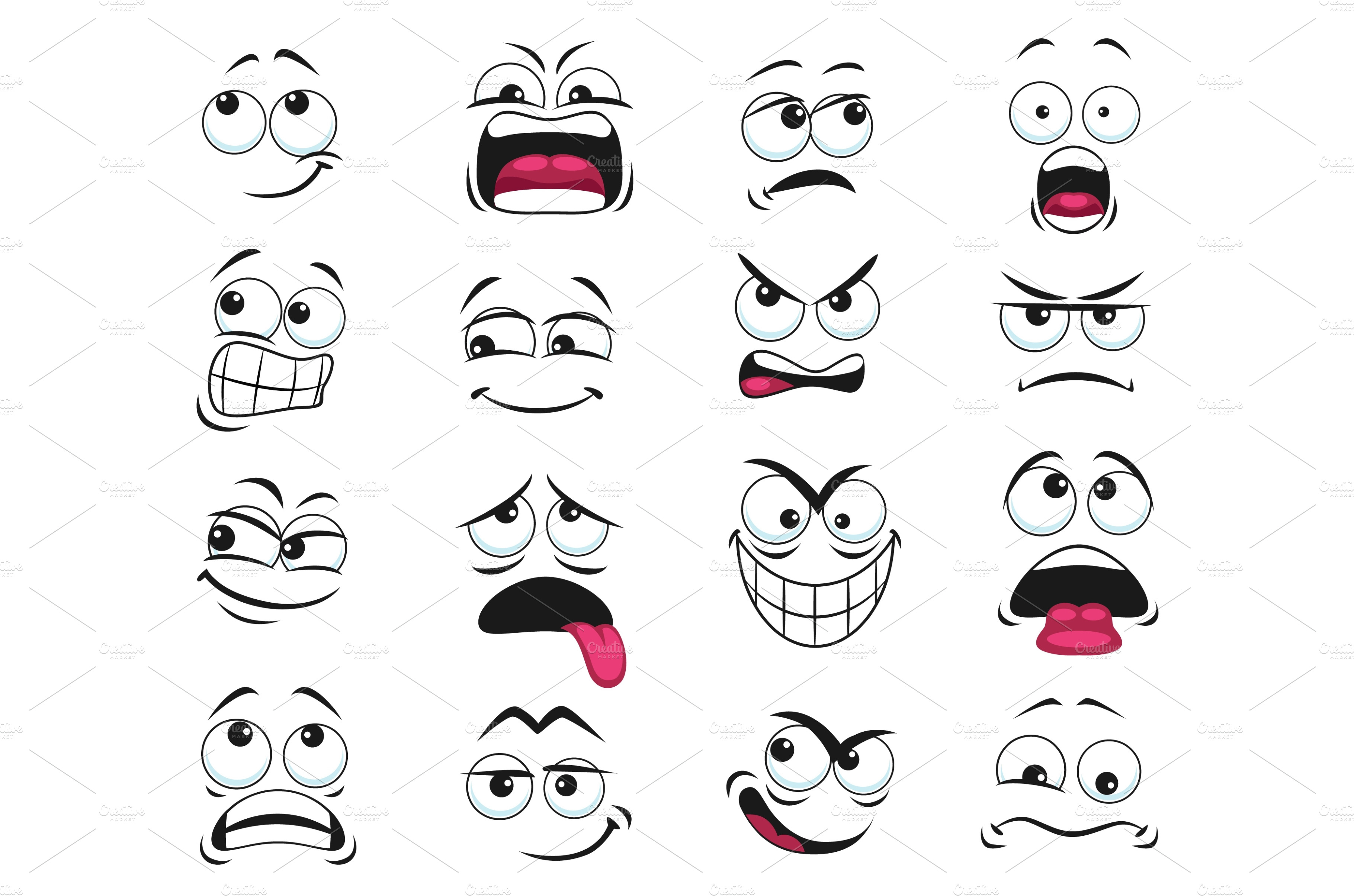 Cartoon face expression icons | Vector Graphics ~ Creative Market