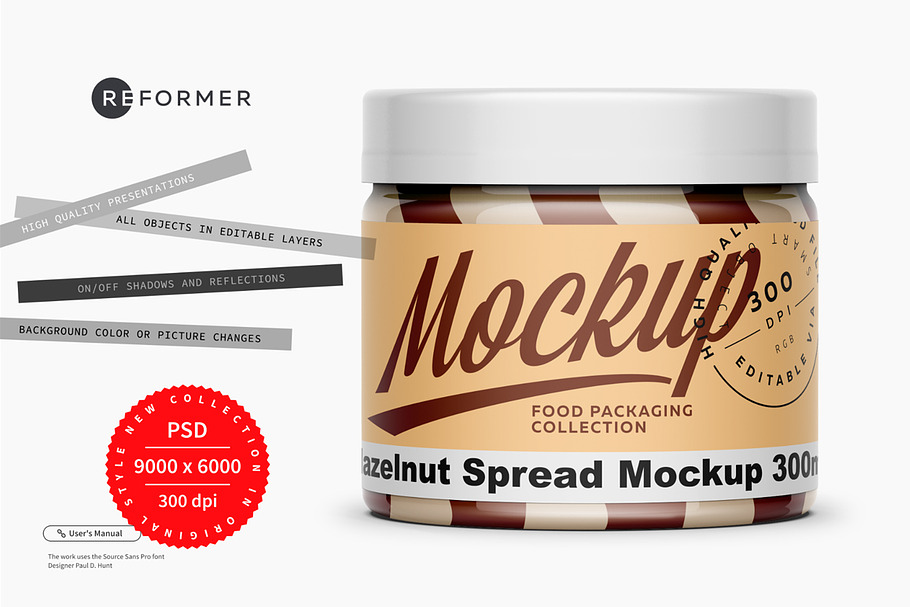 Download Hazelnut Spread Mockup 300ml Creative Photoshop Templates Creative Market