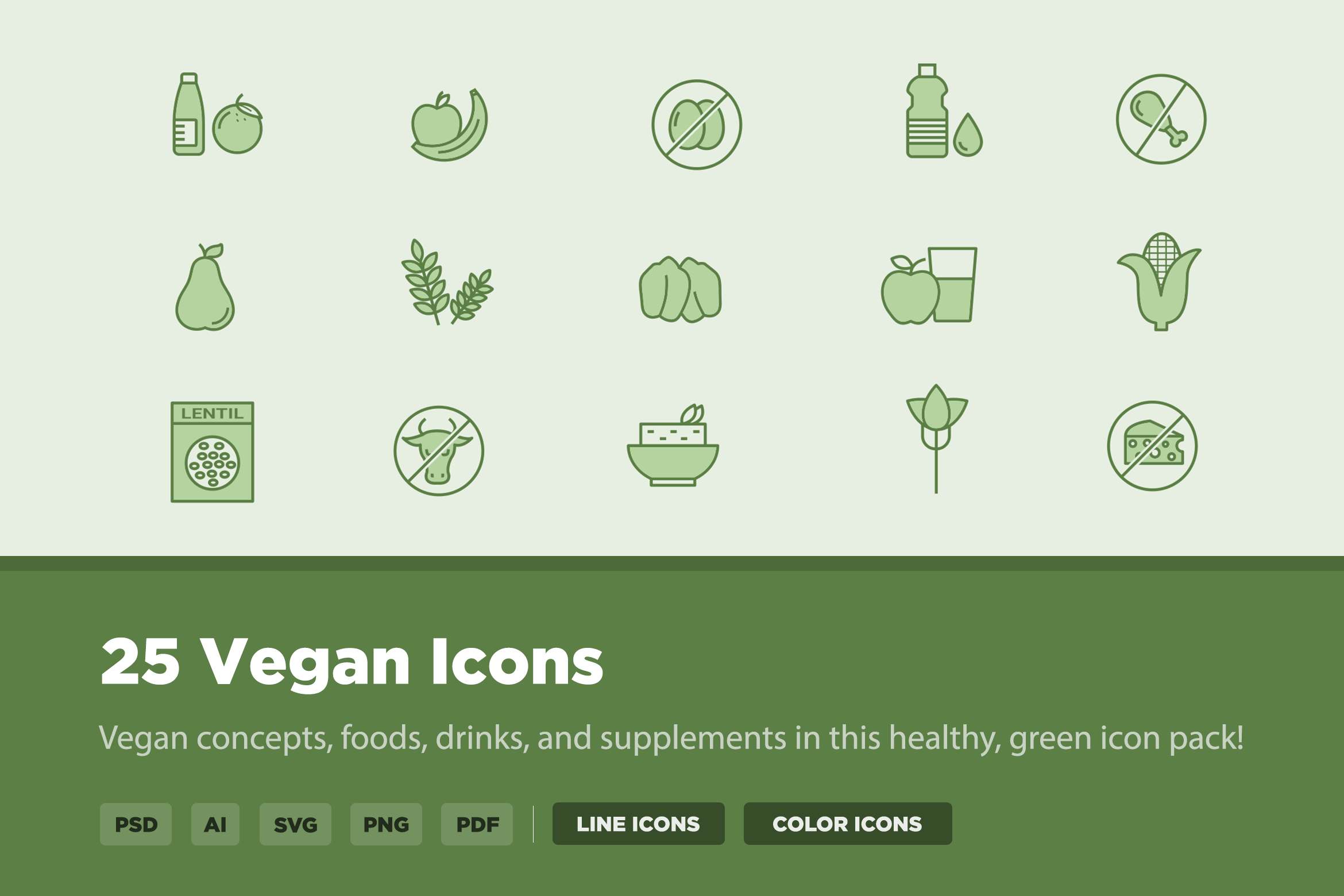 25 Vegan Icons | Icons ~ Creative Market